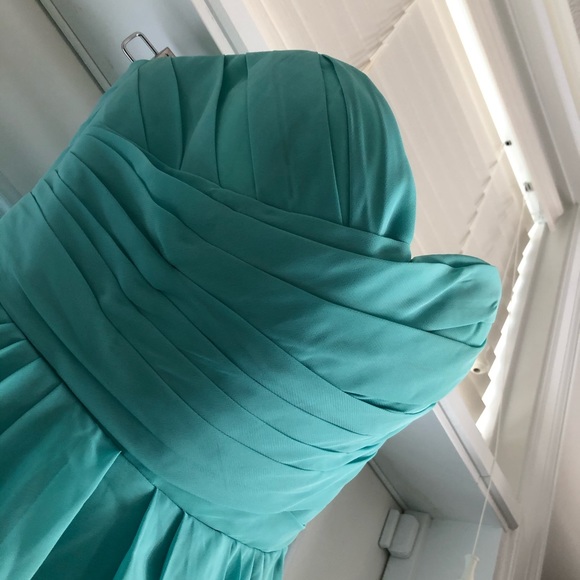 David’s Bridal Aqua pleated bodice - Picture 2 of 4